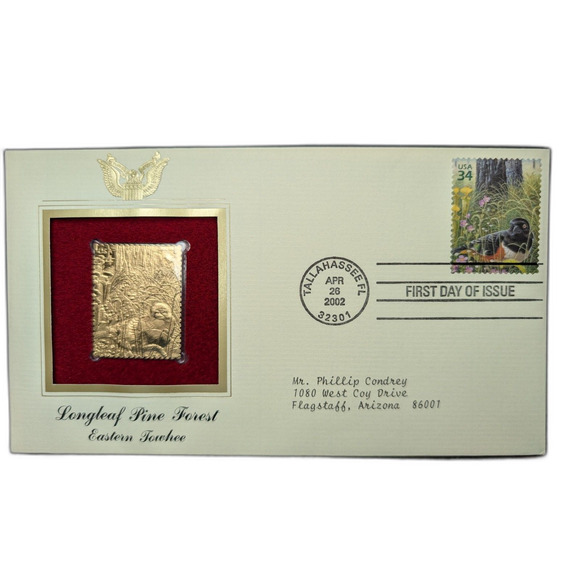 Other - Longleaf Pine Forest – Eastern Techee – Gold Relief – First Day of Issue – 2002